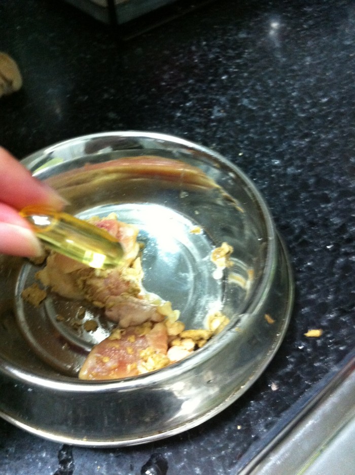 putting salmon oil on my second attempt